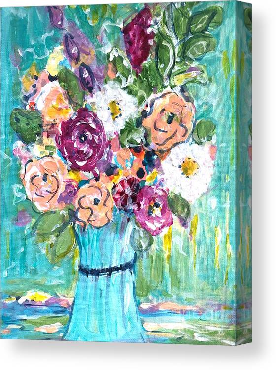 Flowers Canvas Print featuring the painting A Pocket Full of Posies by Jacqui Hawk