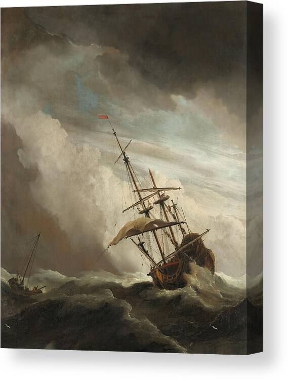 A Ship on the High Seas Caught by a Squall, Known as The Gust Canvas Print  Canvas Art by Willem Van De Velde Fine Art America