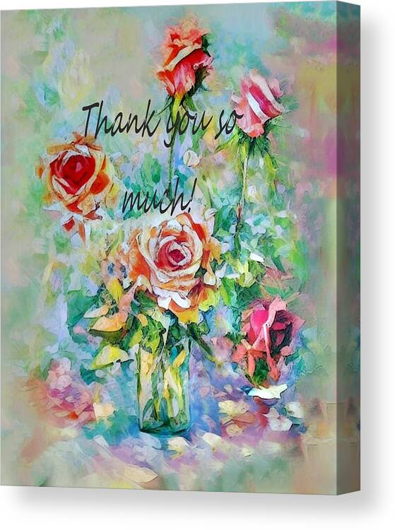 Thank Canvas Print featuring the painting A Thank You So Much Floral Original by Lisa Kaiser