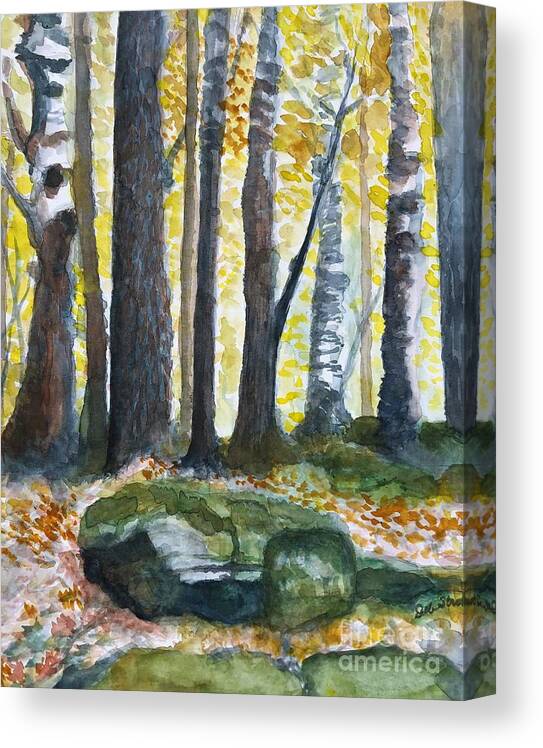 Woods Canvas Print featuring the painting A Walk in Potawatomie Park by Deb Stroh-Larson