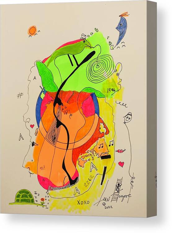  Canvas Print featuring the mixed media A2262A xoxo by Lew Hagood