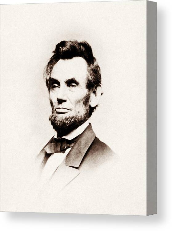 Abraham Lincoln Canvas Print featuring the photograph Abraham Lincoln Portrait - Mathew Brady 1864 by War Is Hell Store