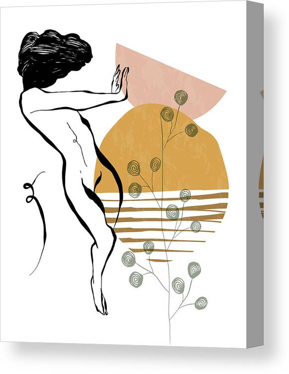 Set of naked woman sitting back one line. Poster cover. Minimal woman body.  One line drawing. No 1/3 Canvas Print / Canvas Art by Mounir Khalfouf -  Pixels Canvas Prints