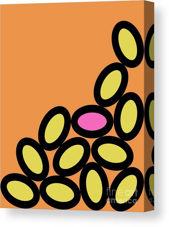 Abstract Canvas Print featuring the digital art Abstract Ovals on Orange by Donna Mibus