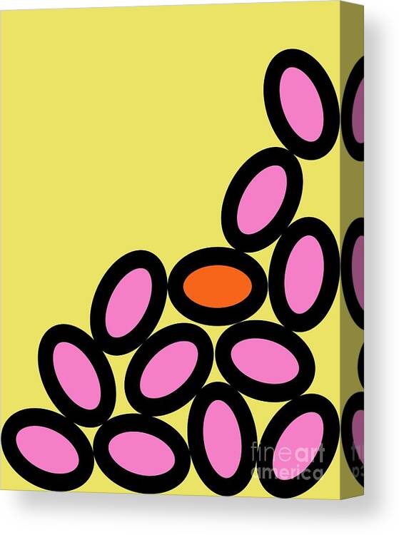 Abstract Canvas Print featuring the digital art Abstract Ovals on Yellow by Donna Mibus