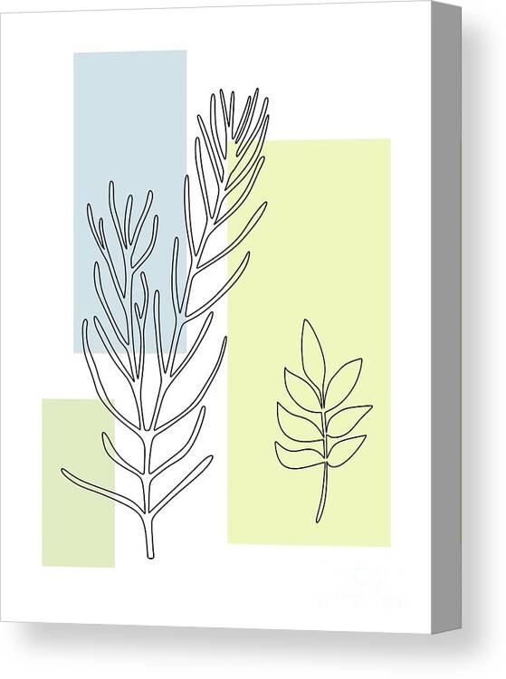 Botanical Canvas Print featuring the digital art Abstract Plants Pastel 3 by Donna Mibus