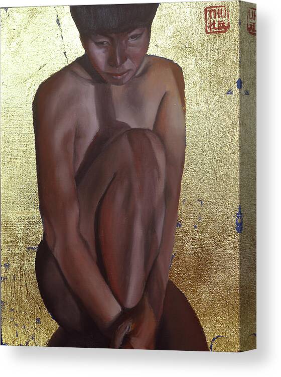 Nude Canvas Print featuring the painting Afternoon Shadow by Thu Nguyen