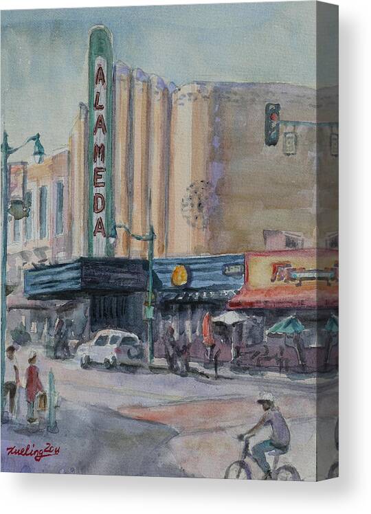 Historic Canvas Print featuring the painting Alameda Theater by Xueling Zou