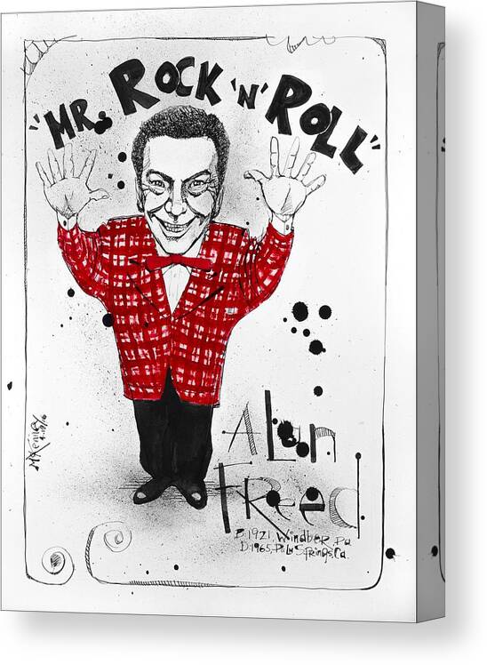  Canvas Print featuring the drawing Alan Freed by Phil Mckenney
