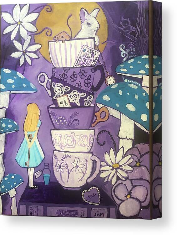  Canvas Print featuring the painting Alice in Wonderland by Jam Art