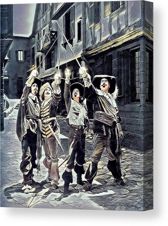 Musketeers Canvas Print featuring the digital art All For One by Pennie McCracken