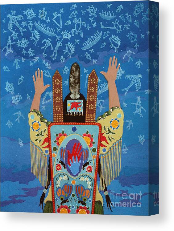 Native American Canvas Print featuring the painting Ancestor Knowledge II by Chholing Taha
