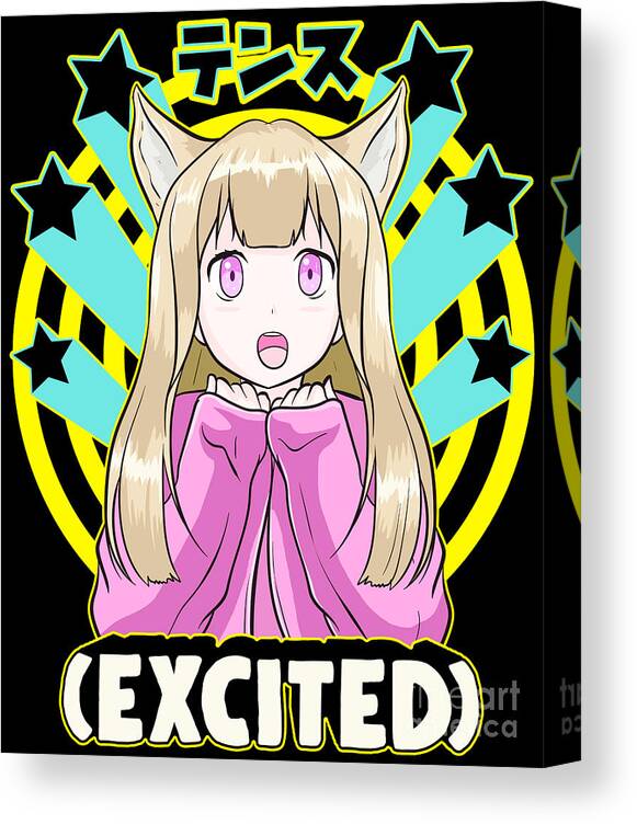 excited anime cat face