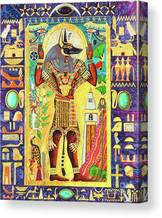 Anpu Canvas Print featuring the mixed media Anpu Lord of the Sacred Land by Ptahmassu Nofra-Uaa