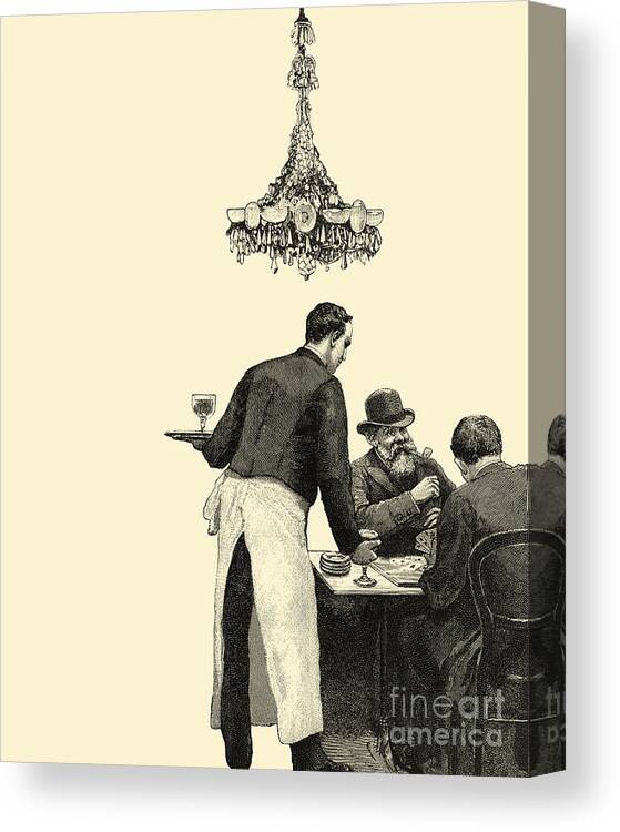 Bistro Canvas Print featuring the digital art Antique French Bistro Scene by Madame Memento