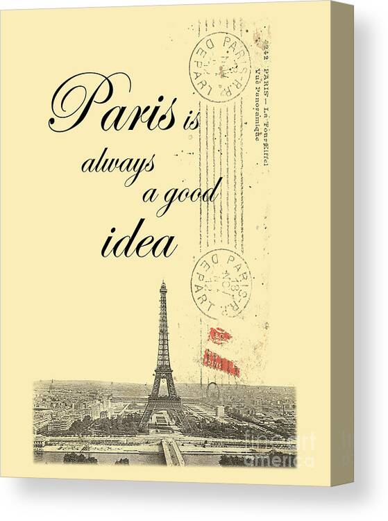 Paris Canvas Print featuring the mixed media Antique Paris skyline by Madame Memento