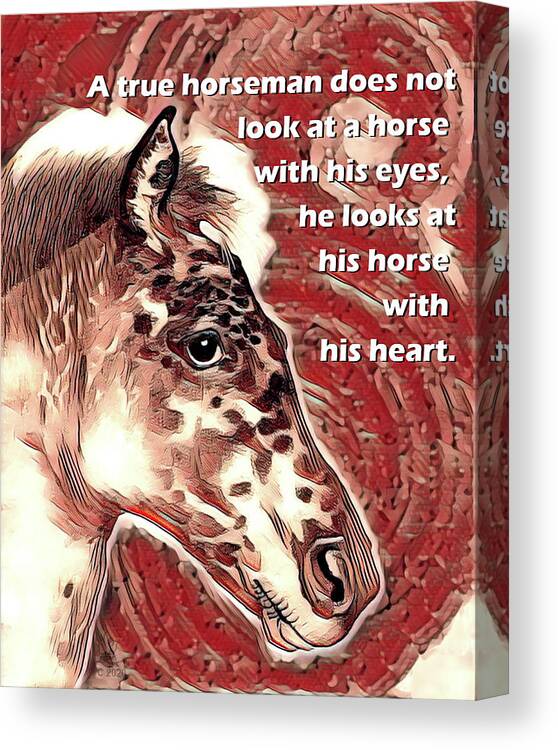 Appaloosa Horse Canvas Print featuring the mixed media Appaloosa Horse Portrait with Quote by Equus Artisan