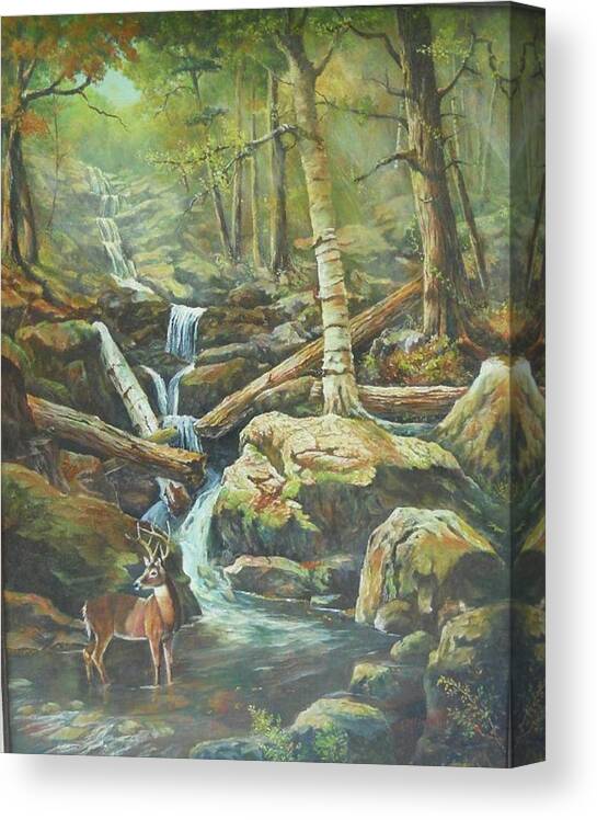 Waterfalls Canvas Print featuring the painting Applachia by ML McCormick