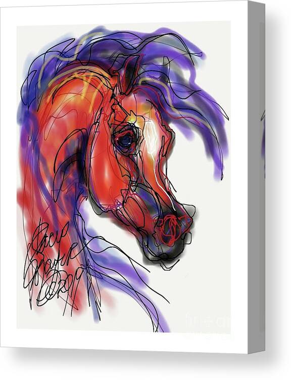 Arabian Stallion Canvas Print featuring the digital art Arabian in Purple by Stacey Mayer