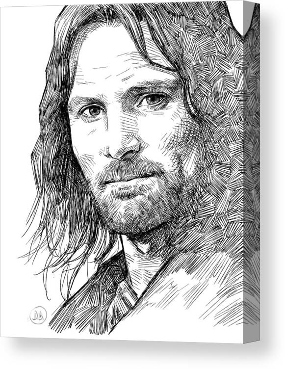 Aragorn Canvas Print featuring the digital art Aragorn - Viggo Mortensen by Darko Babovic