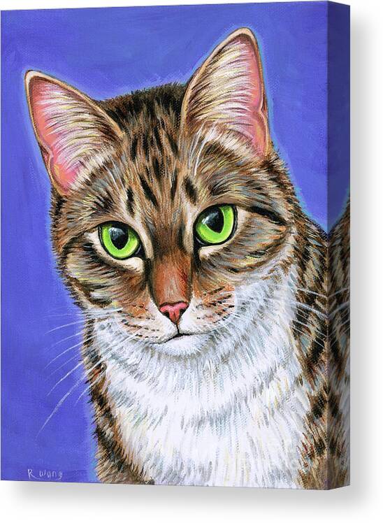 Cat Canvas Print featuring the painting Aspen the Brown Tabby Cat by Rebecca Wang