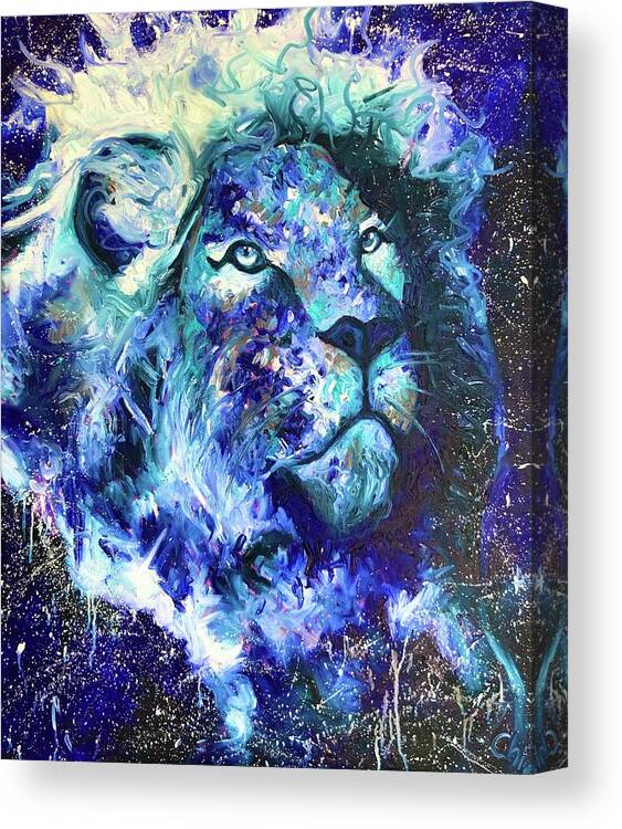  Canvas Print featuring the painting Astral Lion by Chiara Magni
