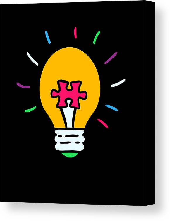 Autism Lightbulb Canvas Print featuring the digital art Autism Lightbulb Design by Me