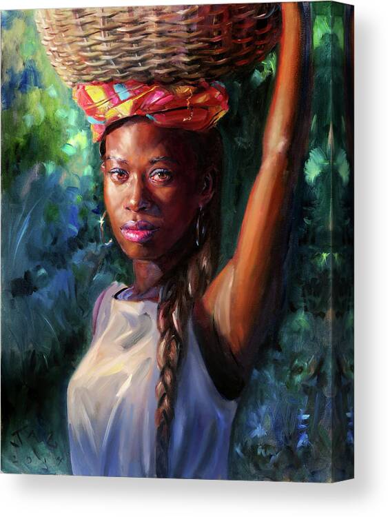 Caribbean Canvas Print featuring the painting Avon with Basket by Jonathan Gladding