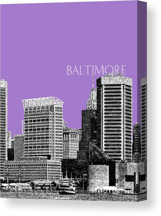 Architecture Canvas Print featuring the digital art Baltimore Skyline 1 - Violet by DB Artist