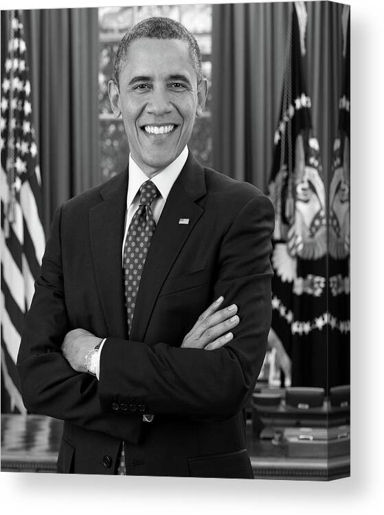 President Obama Canvas Print featuring the photograph Barack Obama Portrait - 2012 by War Is Hell Store