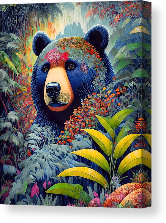 Abstract Canvas Print featuring the digital art Bear In The Forest - 6SD by Philip Preston