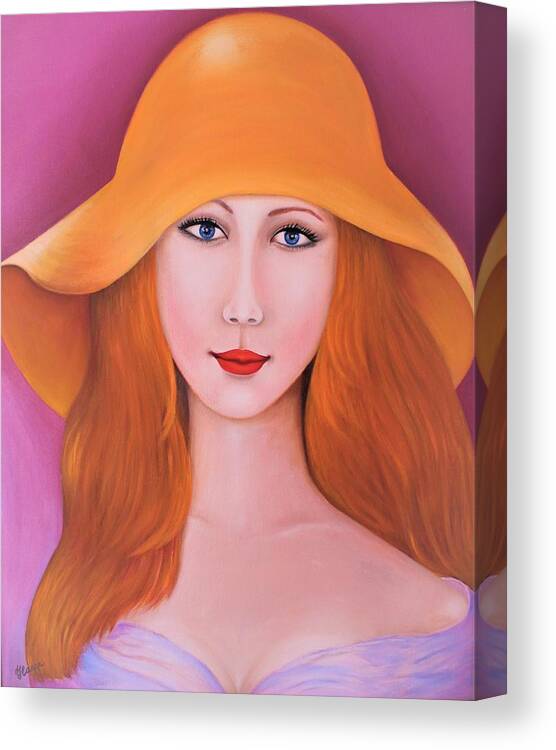 Wall Art Home Décor Lady Face Portrait Yellow Hat Women Portrait Gift Idea Oil Art Canvas Oil Painting Wall Decoration Lovely Lady Beautiful Eyes Art For Sale Canvas Print featuring the painting Beautiful Arina by Tanya Harr