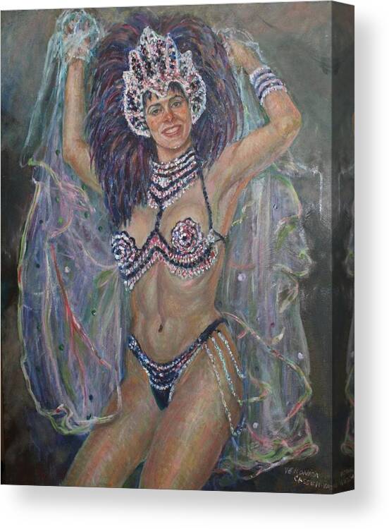 Beautiful Showgirl Canvas Print featuring the painting Beautiful Showgirl by Veronica Cassell vaz