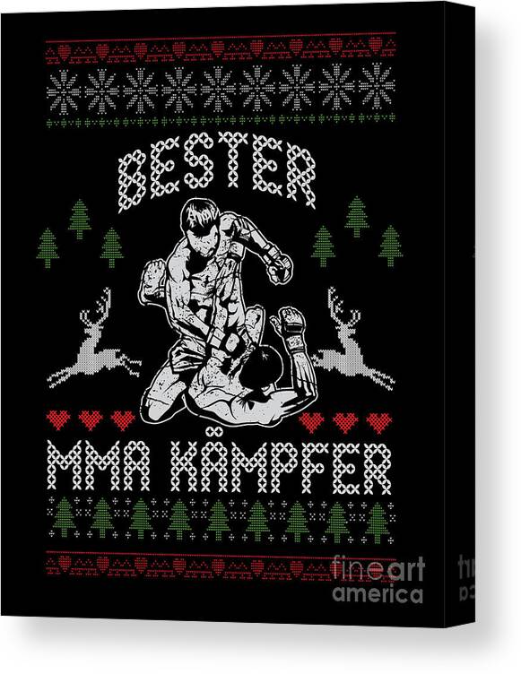 Ugly Sweater Canvas Print featuring the digital art Bester MMA Kmpfer Ugly Sweater Christmas Gift by Thomas Larch