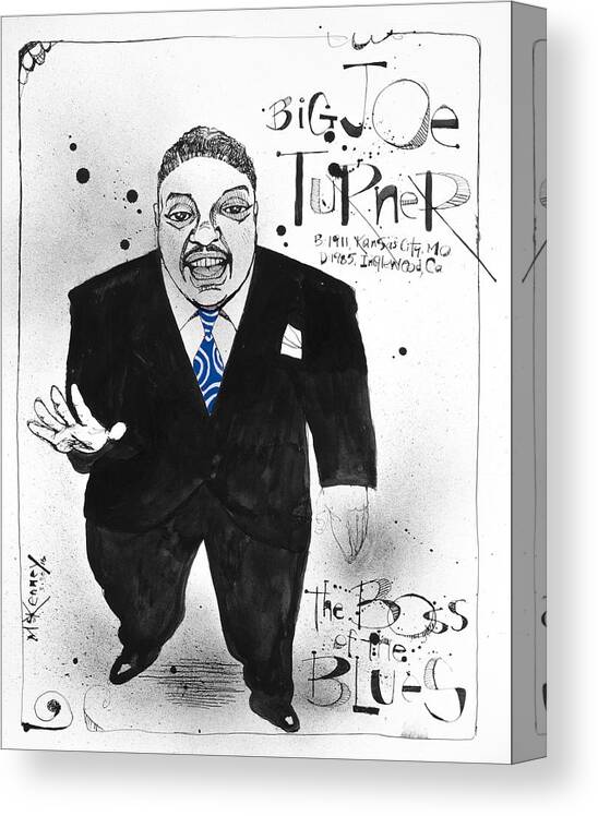  Canvas Print featuring the drawing Big Joe Turner by Phil Mckenney