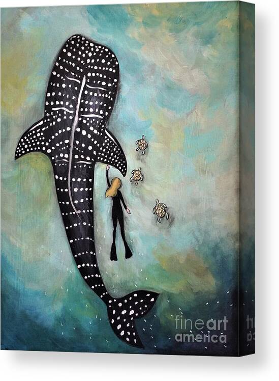 Diver Canvas Print featuring the painting Big Swim by Chris Jeanguenat