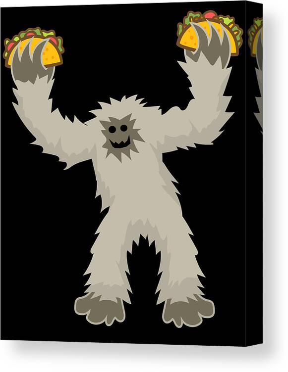 Funny Canvas Print featuring the digital art Bigfoot Loves Tacos by Flippin Sweet Gear