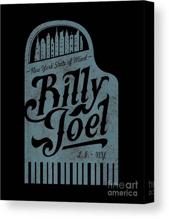 Billy Joel Canvas Print featuring the digital art Billy Joel - New York State of Mind Guitar by Notorious Artist