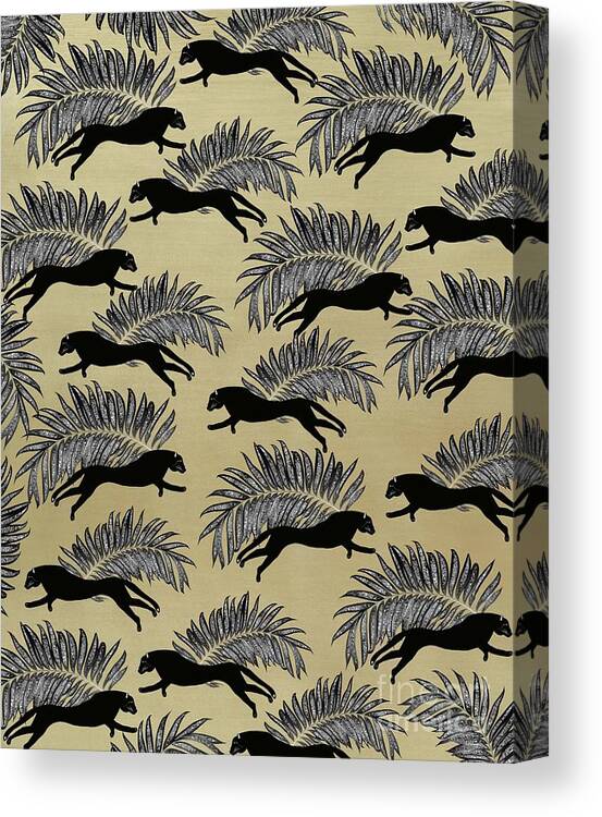 Graphic-design Canvas Print featuring the digital art Black Panther Palm Glitter Glam #1 #tropical #decor #art by Anitas and Bellas Art