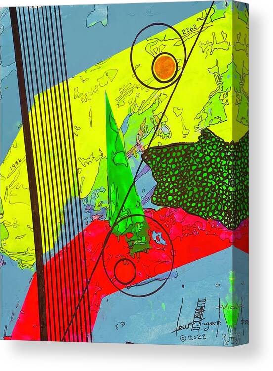  Canvas Print featuring the mixed media Black Strings Left 111411 by Lew Hagood