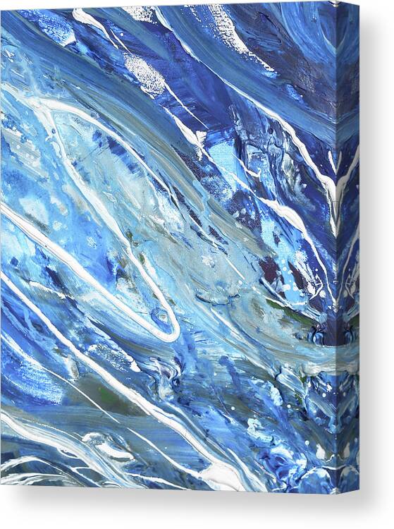 Blue Abstract Canvas Print featuring the painting Blue And Gorgeous Wave Of The Sea Beach House Ocean Art XV by Irina Sztukowski