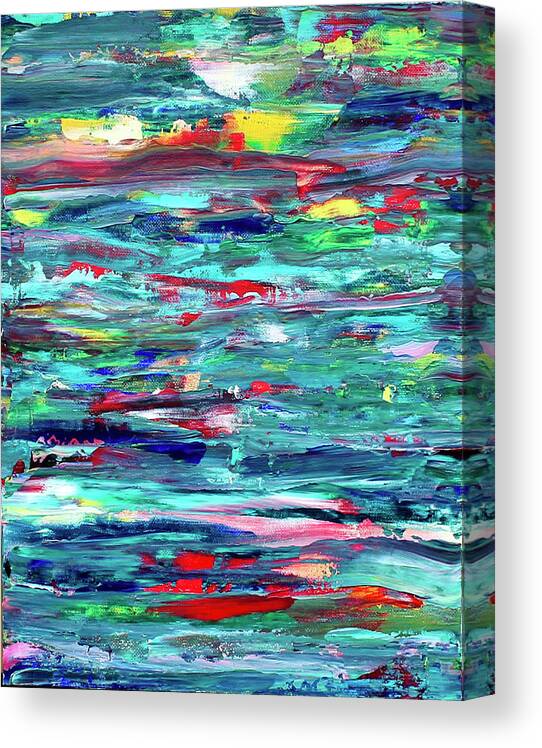 Abstract Canvas Print featuring the painting Blue Horizon by Teresa Moerer