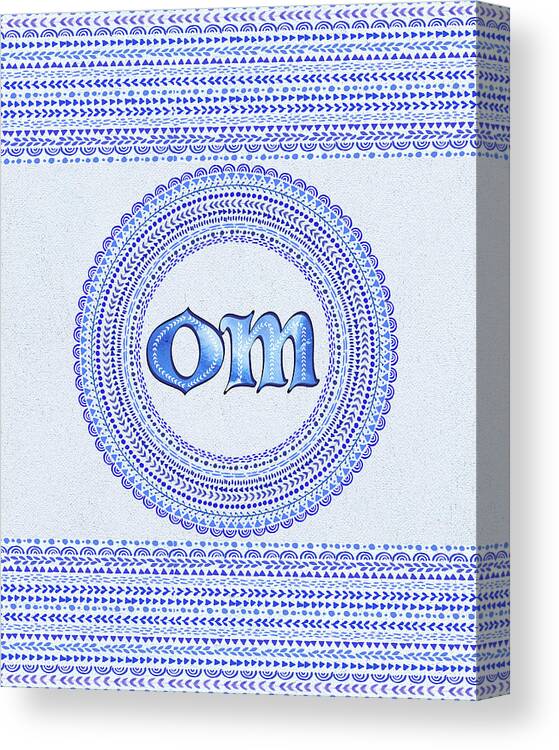 Om Canvas Print featuring the painting Blue OM Mandala by Tammy Wetzel