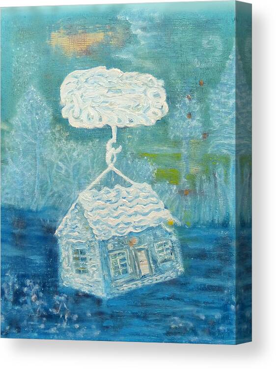 Blue With Cloud Canvas Print featuring the painting Blue with cloud by Elzbieta Goszczycka