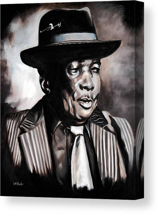 John Lee Hooker Canvas Print featuring the painting Blues Legend Extraordinaire by Donna Proctor