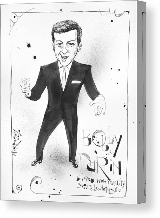  Canvas Print featuring the drawing Bobby Darin by Phil Mckenney