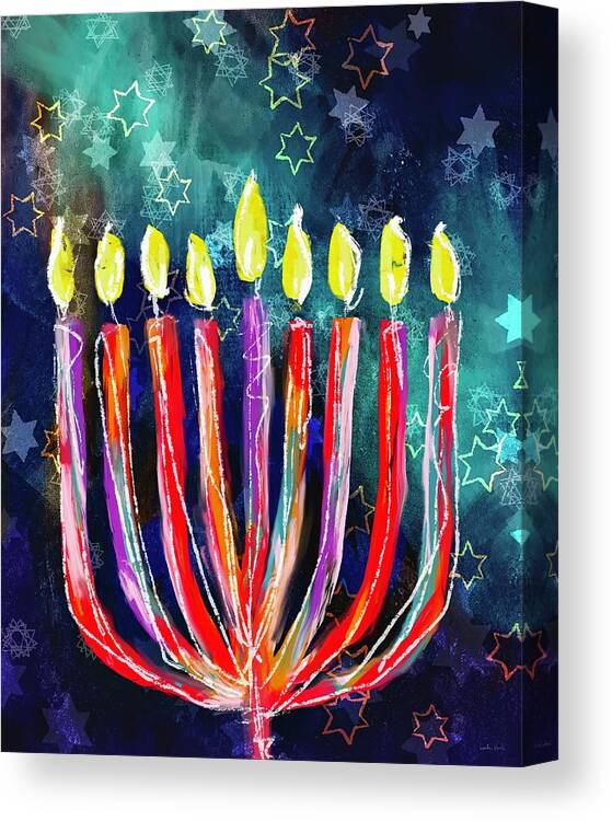 Hanukkah Canvas Print featuring the mixed media Bold Festival Of Lights- Art by Linda Woods by Linda Woods