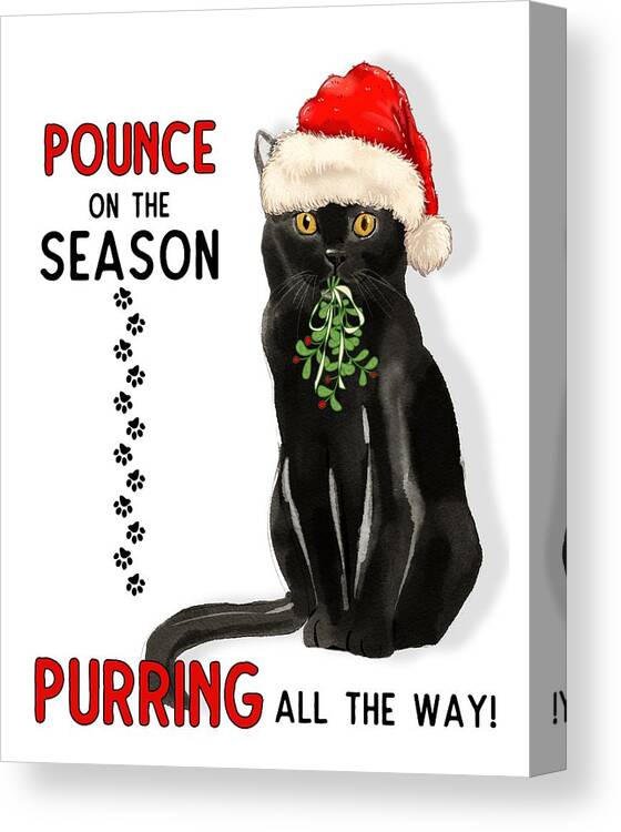 Message Canvas Print featuring the digital art Bombay Cat with Mistletoe Fun Holiday by Doreen Erhardt
