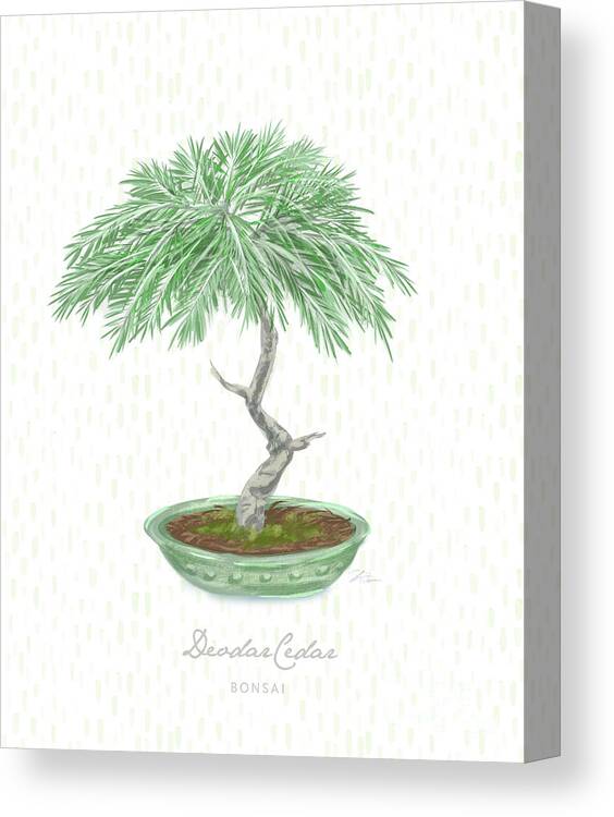 Bonsai Canvas Print featuring the mixed media Bonsai Trees - Deodar Cedar by Shari Warren