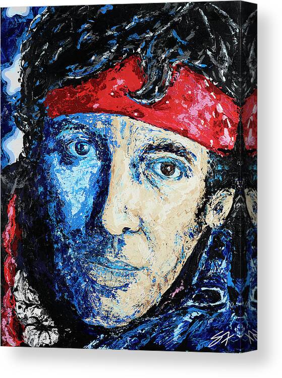 Springsteen Canvas Print featuring the painting Born in the USA by Steve Follman